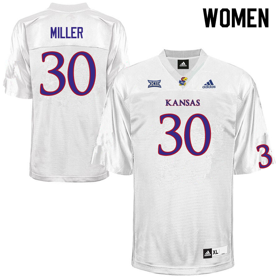 Women #30 Rich Miller Kansas Jayhawks College Football Jerseys Sale-White